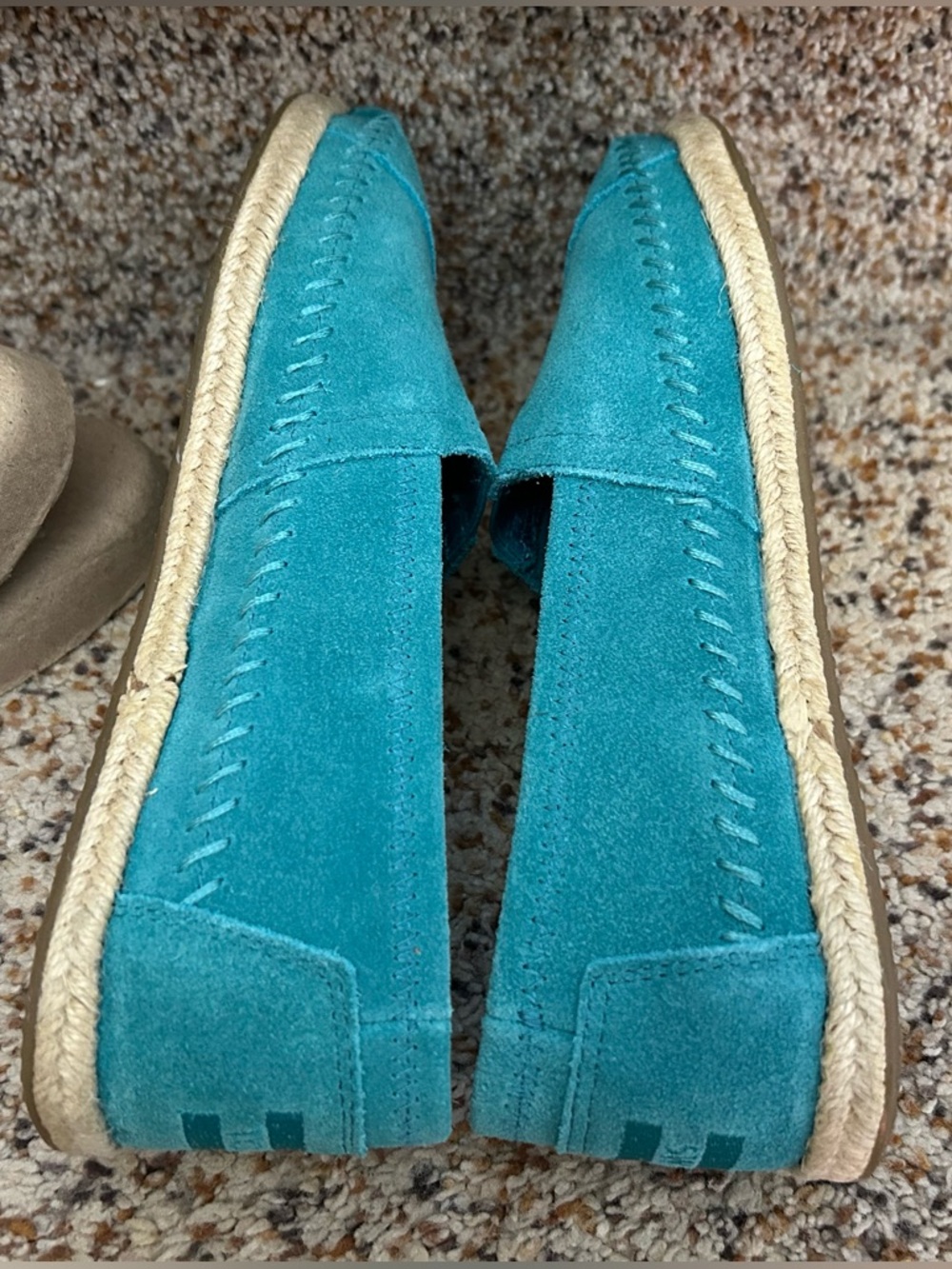 TOMS Turquoise Suede Espadrille Slip-On Flats - Picture 8 of 12